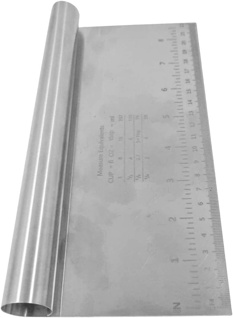 Espátula Inox Culinária com Régua 22cm Cortador e Raspador Multifuncional para Massa Legumes Pizza Pão e Chocolate - Presente Park