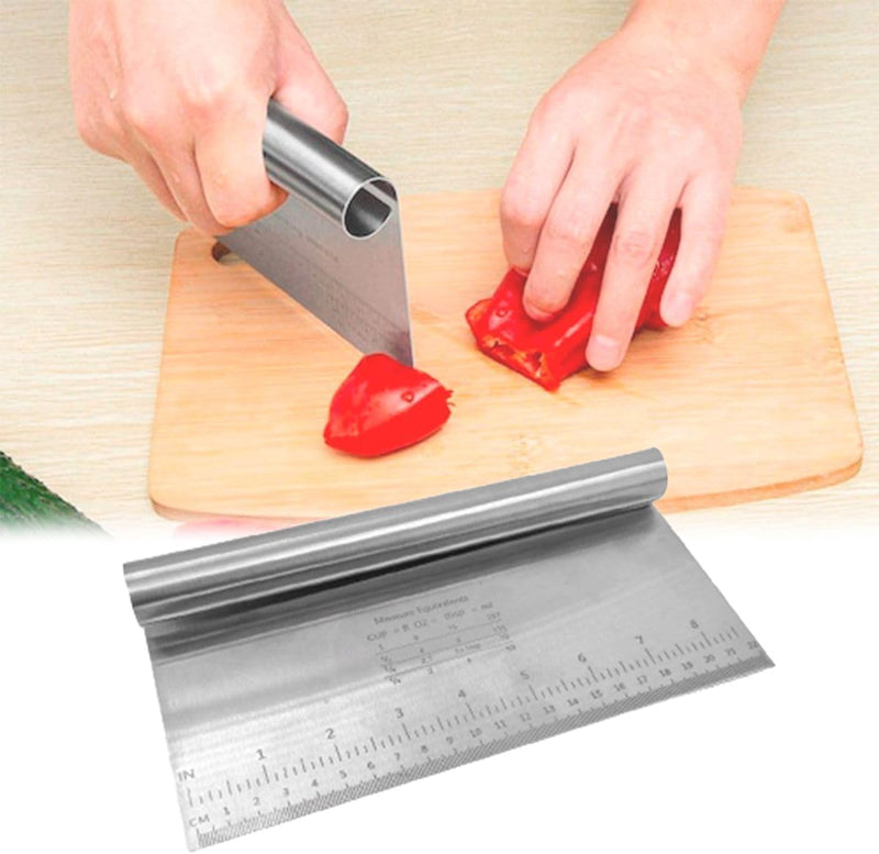 Espátula Inox Culinária com Régua 22cm Cortador e Raspador Multifuncional para Massa Legumes Pizza Pão e Chocolate - Presente Park