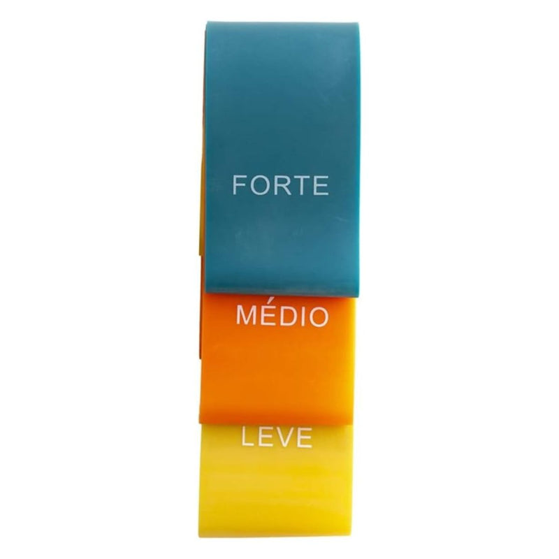 Kit 3 Faixa Mini Band Elástica Com 3 Intensidades Forte Médio Leve - Ideal Para Exercício Fitness De Resistência, Pilates, Treino em Casa Alongamento