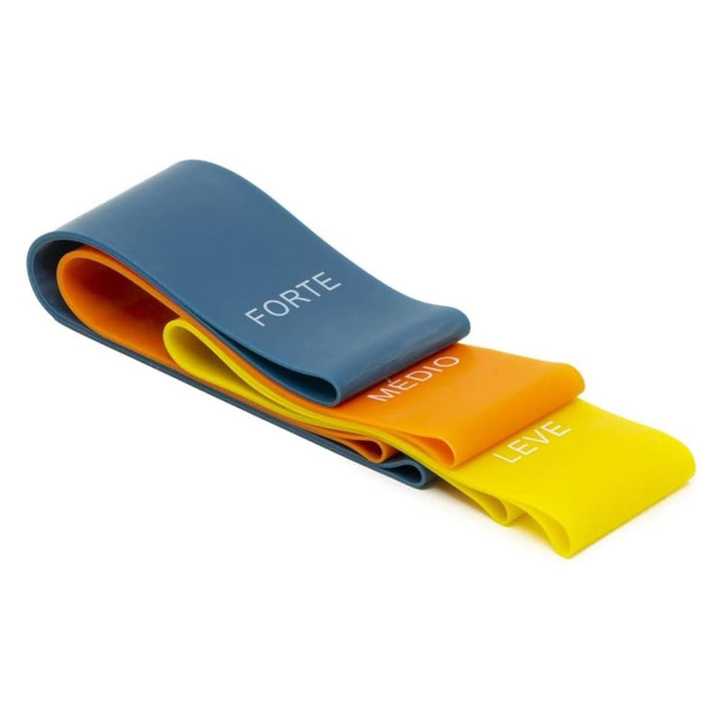 Kit 3 Faixa Mini Band Elástica Com 3 Intensidades Forte Médio Leve - Ideal Para Exercício Fitness De Resistência, Pilates, Treino em Casa Alongamento