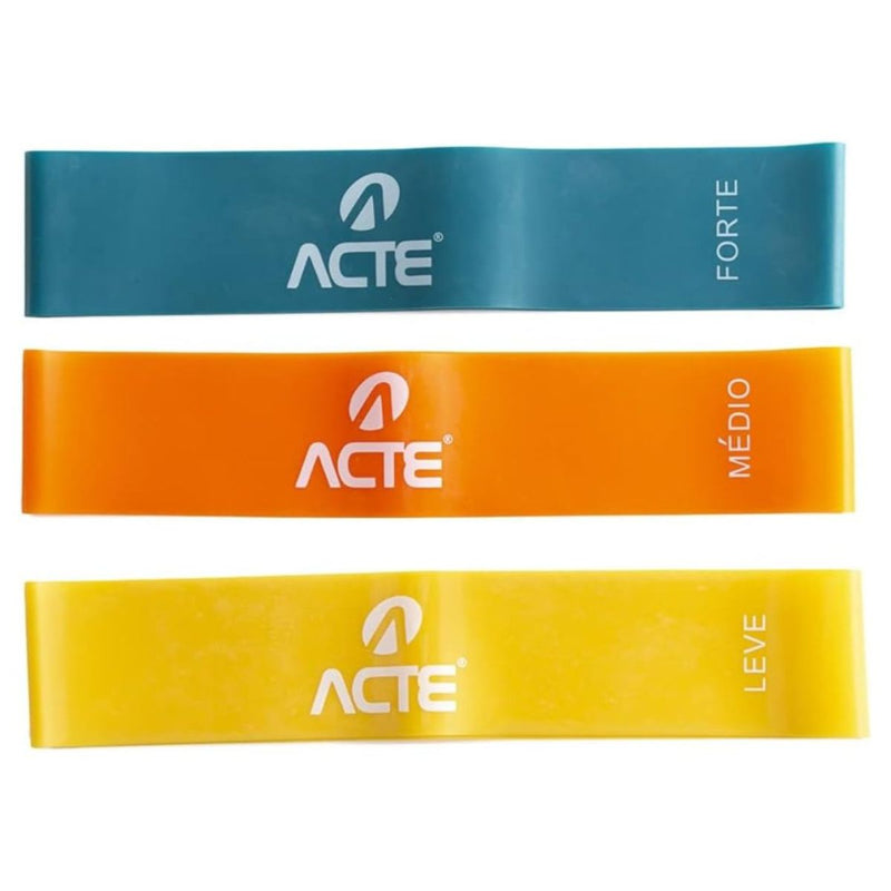 Kit 3 Faixa Mini Band Elástica Com 3 Intensidades Forte Médio Leve - Ideal Para Exercício Fitness De Resistência, Pilates, Treino em Casa Alongamento
