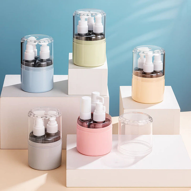 Kit 3 Mini Frascos Spray Pump Reutilizáveis 100ml 50ml - Ideal para Viagem, Álcool em Gel, Perfume - Transparente com Tampa Branca