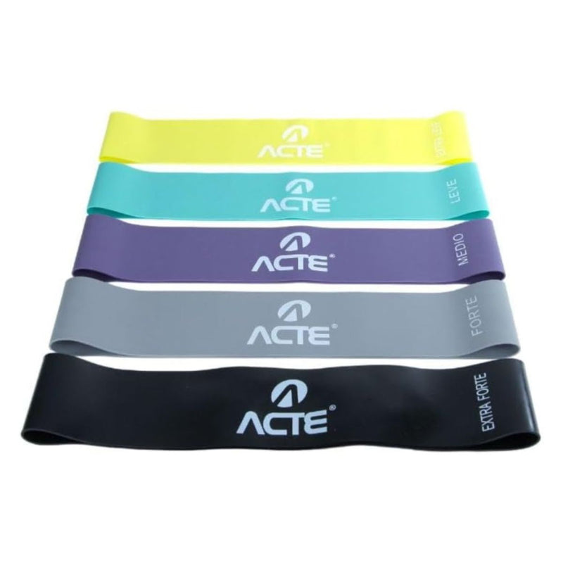 Kit 5 Faixa Mini Band Elástica Com 5 Intensidades Forte - Ideal Para Exercício Fitness e De Resistência, Pilates, Treino em Casa ou Academia