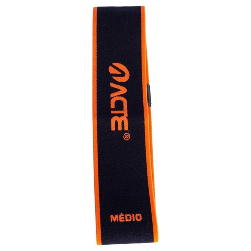 Faixa Mini Band Elástica Com Intensidades Médio - Ideal Para Exercício Fitness e De Resistência, Pilates, Treino em Casa ou Academia - Preto e Laranja