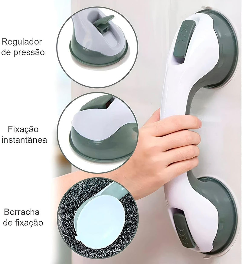 Barra De Apoio Com Ventosa Para Idosos Gestante Banheiro Deficientes Alça Portátil De Sucção Box Corrimao Resistente Segurança No Banho Chuveiro Banheira Vaso Sanitário - Presente Park