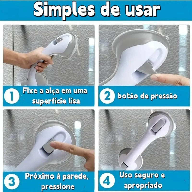 Barra De Apoio Com Ventosa Para Idosos Gestante Banheiro Deficientes Alça Portátil De Sucção Box Corrimao Resistente Segurança No Banho Chuveiro Banheira Vaso Sanitário - Presente Park