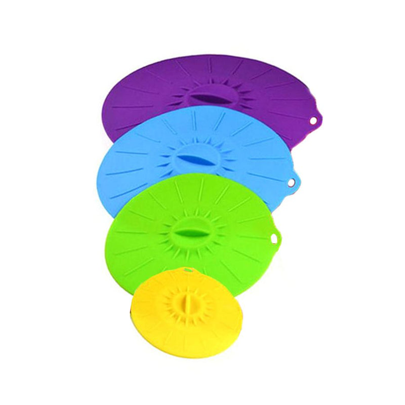 Kit 4 Tampas De Silicone Sucção Cobre Alimentos Para Microondas Panelas Frigideiras Canecas Recipientes Potes Universal - Presente Park