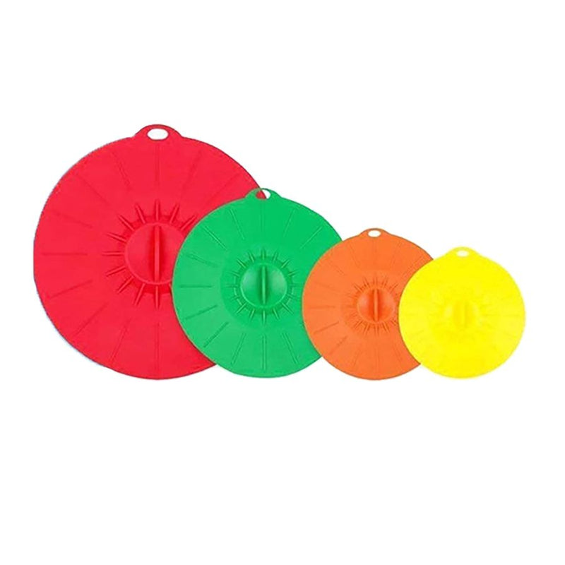 Kit 4 Tampas De Silicone Sucção Cobre Alimentos Para Microondas Panelas Frigideiras Canecas Recipientes Potes Universal - Presente Park