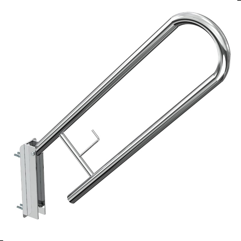 Barra De Apoio Para Banheiro Articulado Com Papeleira Inox Alça 60cm Lateral Articulada Para Idosos Deficientes Gestante Corrimão Vaso Sanitário - Presente Park