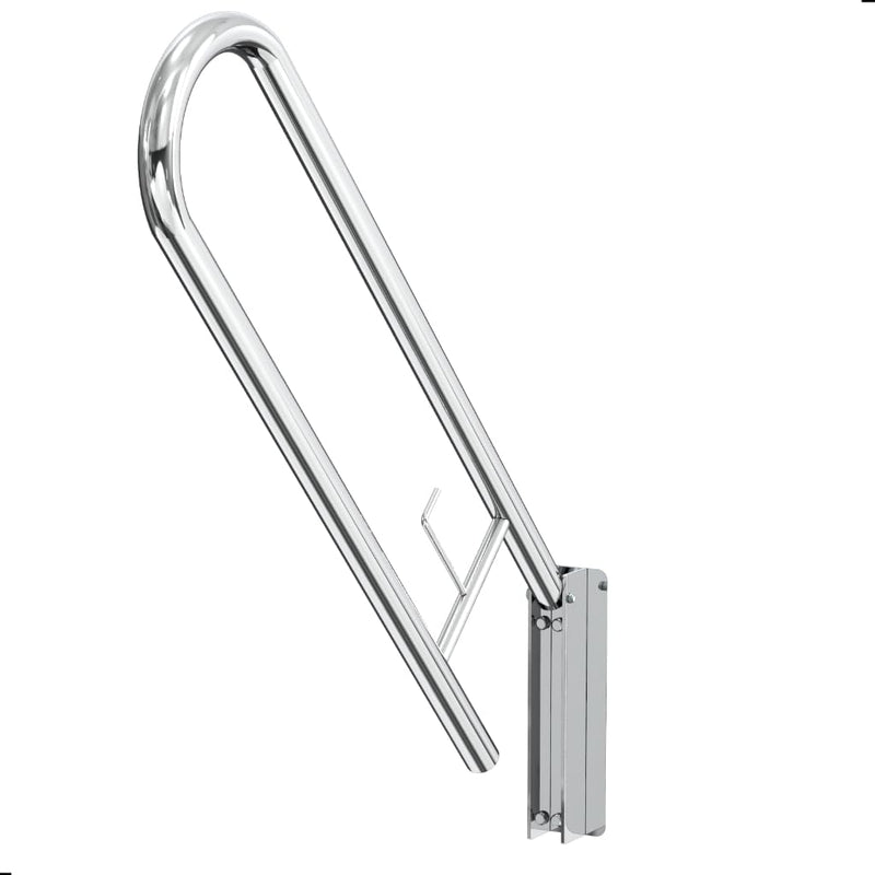 Barra De Apoio Para Banheiro Articulado Com Papeleira Inox Alça 60cm Lateral Articulada Para Idosos Deficientes Gestante Corrimão Vaso Sanitário - Presente Park