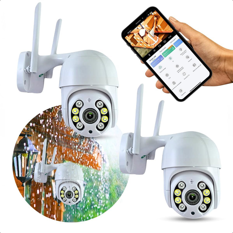 Kit Câmera De Segurança Wifi Lâmpada Espiã Inteligente Com Visão Noturna e Sensor Presença Externa Branco - Com App - Presente Park