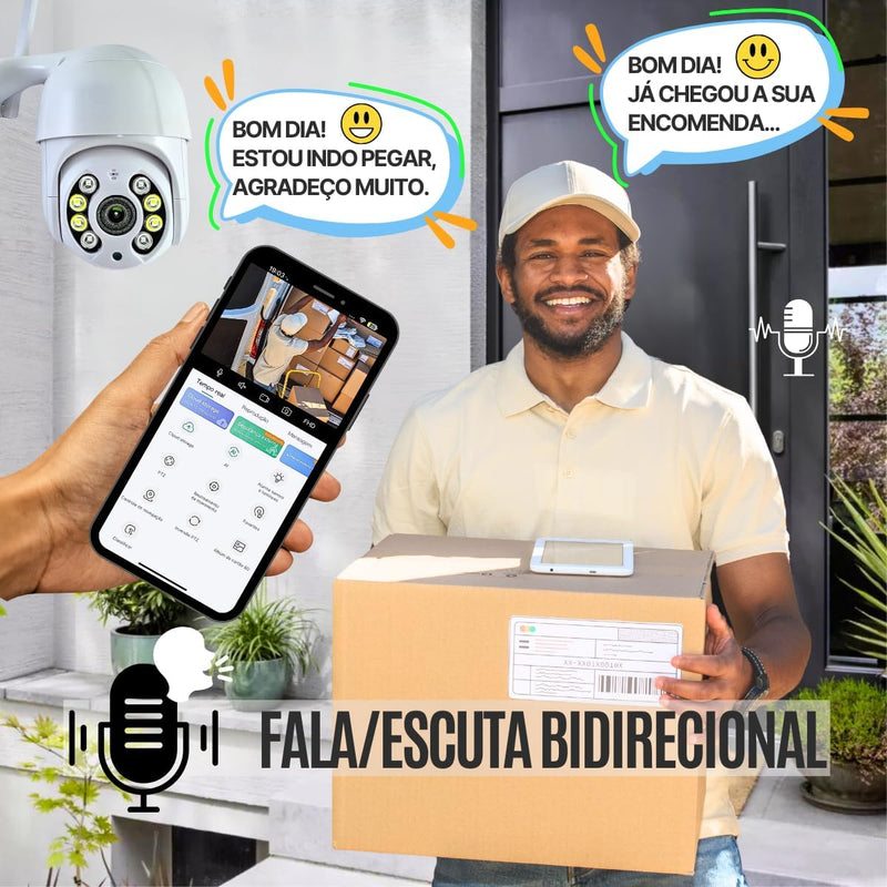 Kit Câmera De Segurança Wifi Lâmpada Espiã Inteligente Com Visão Noturna e Sensor Presença Externa Branco - Com App - Presente Park