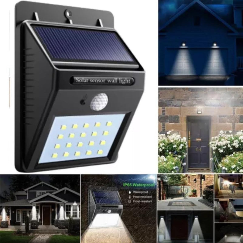 Kit 5 Luminária Solar 30 Leds Externa Com Sensor De Movimento À Prova D'água Lâmpada Para Jardim Parede Muro - Presente Park