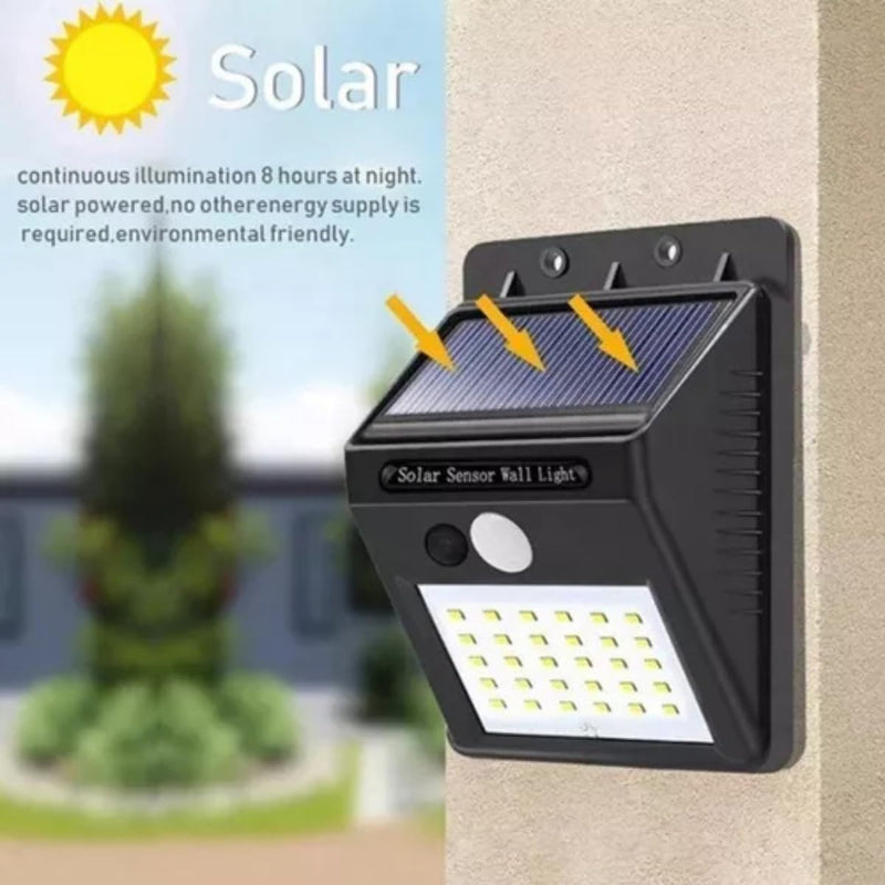Kit 5 Luminária Solar 30 Leds Externa Com Sensor De Movimento À Prova D'água Lâmpada Para Jardim Parede Muro - Presente Park
