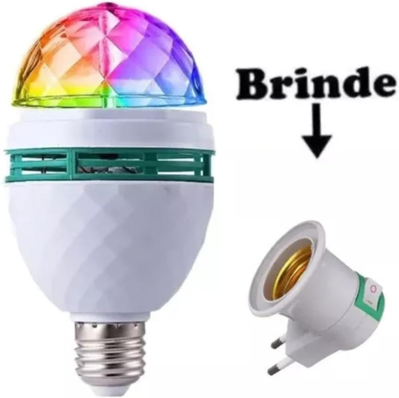 Lâmpada Led Colorido Globo Giratória RGB Para Festas Bailes Discoteca Dj 110V/220V Com Soquete - Presente Park