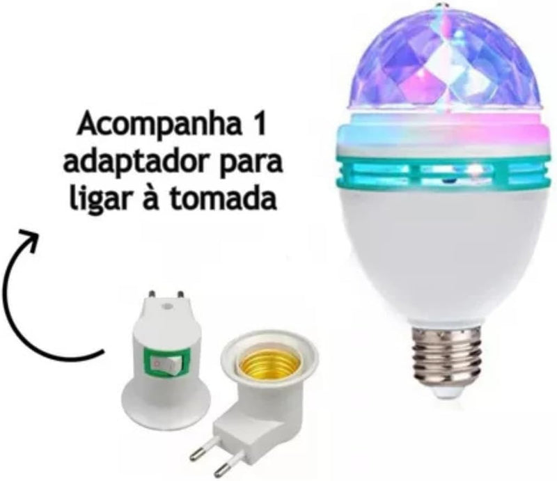 Lâmpada Led Colorido Globo Giratória RGB Para Festas Bailes Discoteca Dj 110V/220V Com Soquete - Presente Park