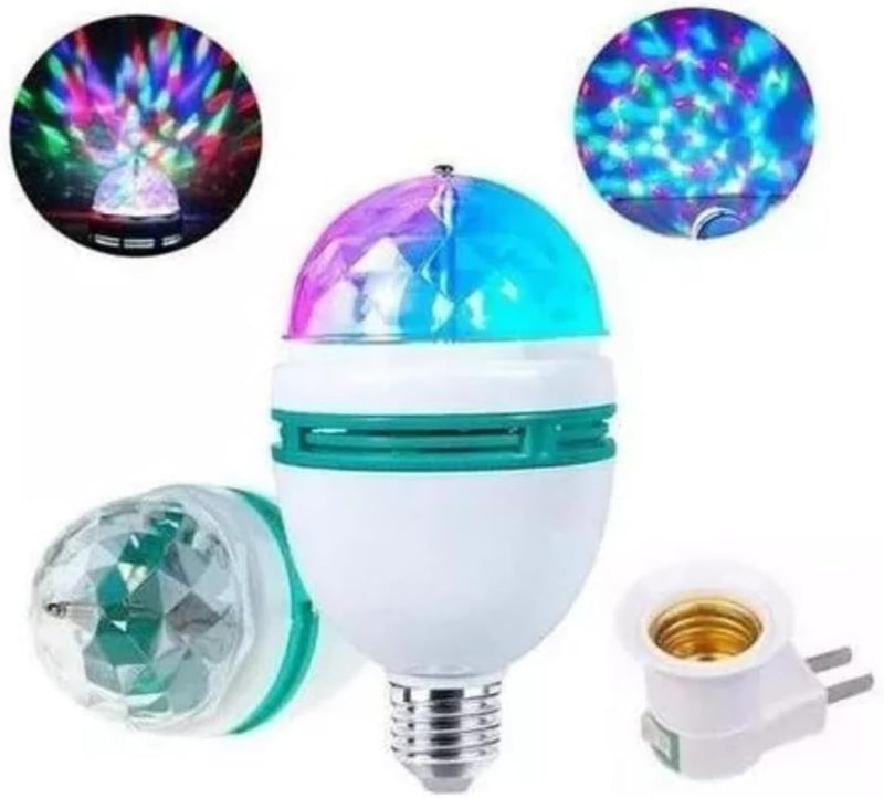 Lâmpada Led Colorido Globo Giratória RGB Para Festas Bailes Discoteca Dj 110V/220V Com Soquete - Presente Park