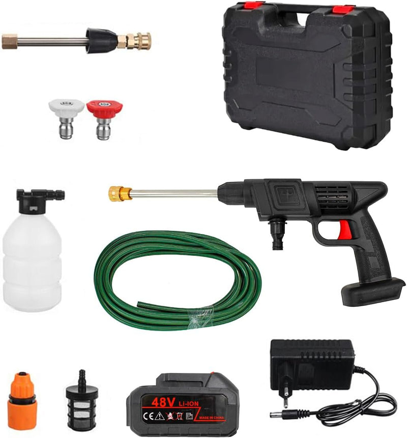 Lava Jato Bivolt Para Lavar Carro Automotivo Lavadora Mini Pistola Máquina de Lavar Alta Pressão Água Portátil A Bateria 110v 220v Recarregável - Presente Park