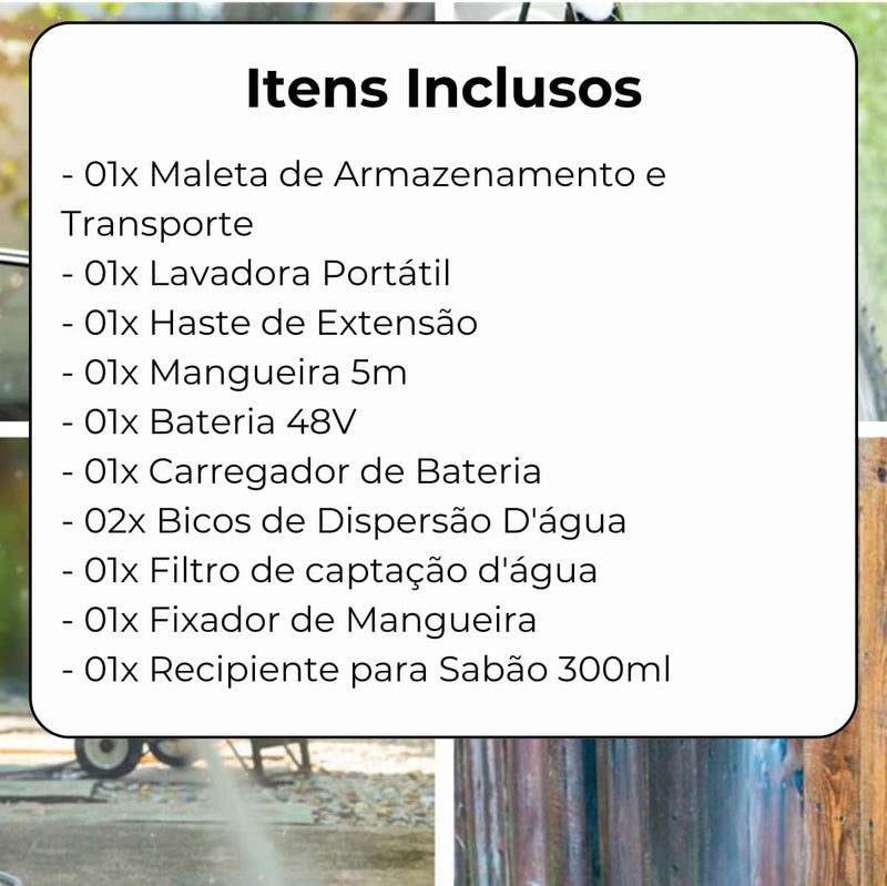Lava Jato Bivolt Para Lavar Carro Automotivo Lavadora Mini Pistola Máquina de Lavar Alta Pressão Água Portátil A Bateria 110v 220v Recarregável - Presente Park