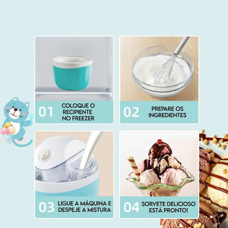 Maquina De Fazer Sorvete Caseiro De Frutas Congeladas Sem Laticínios, 15W, 100% Saldável, 127v ou 220v - Presente Park