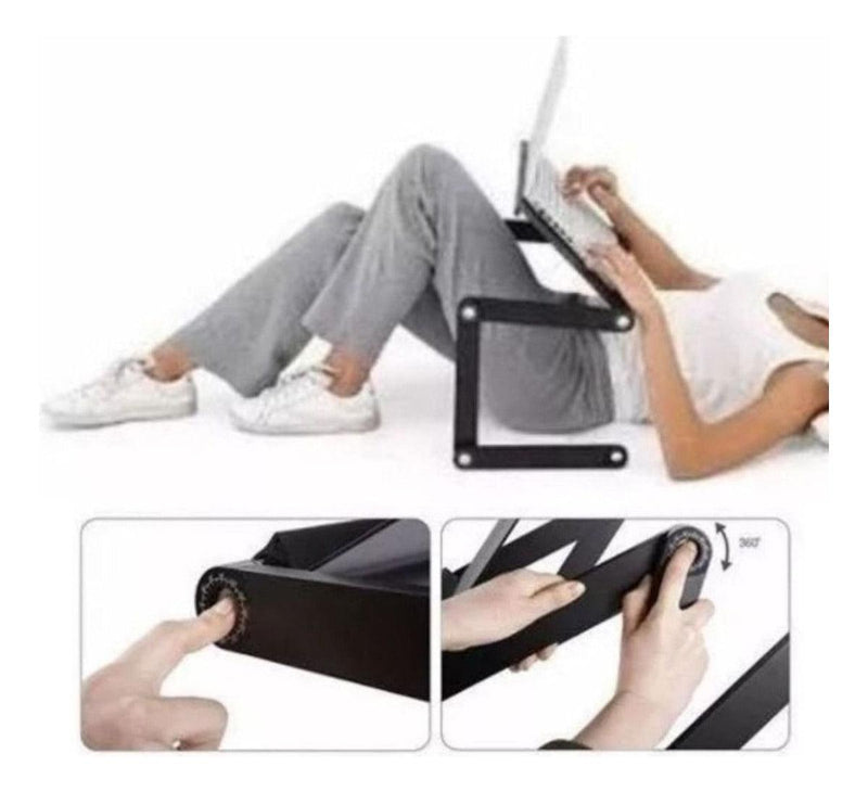 Suporte De Notebook Ajustável Portátil Retrátil Dobrável Computador Mesa Articulada Para Usar Na Cama Colo Deitado Sofá - Presente Park