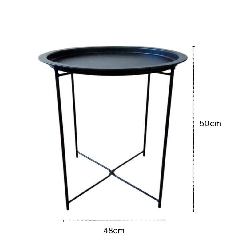 Mesa de Apoio Lateral Redonda em Metal com Bandeja Removível – Sala, Quarto, Sofá e Decoração Moderna