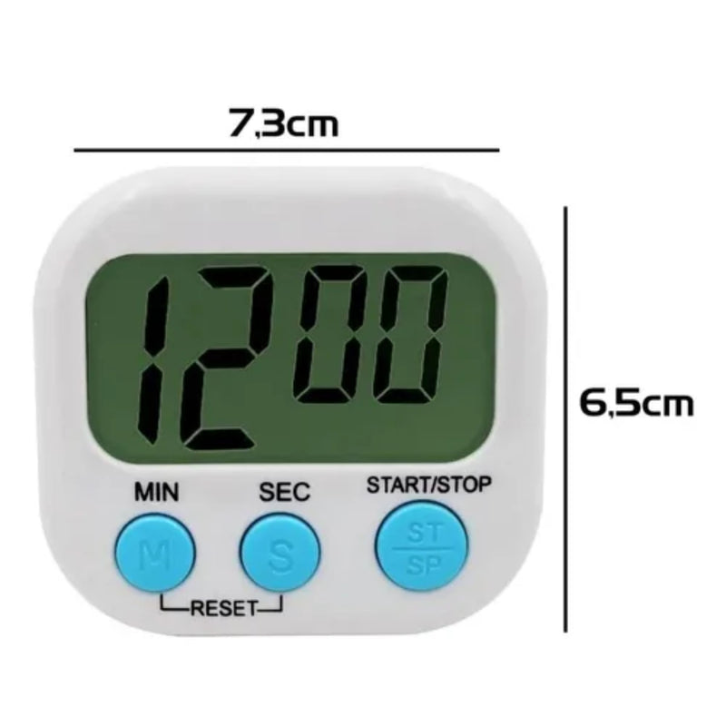 Mini Timer Cronômetro Digital para Cozinha – Relógio Magnético com Alarme