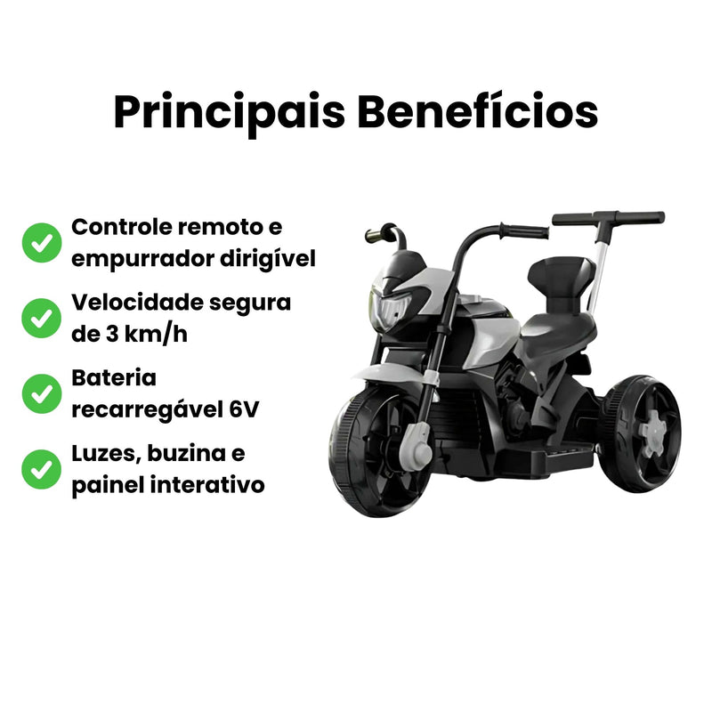 Mini Moto Elétrica Infantil 6V Para Crianças a Partir de 3 Anos