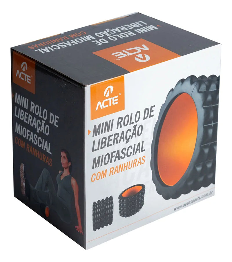 Mini Rolo de Liberação Miofascial Com Ranhuras, Rolo de Massagem, Esfera de Massagem, Rolo de Fisioterapia, Dupla Ranhura- Preto e Laranja
