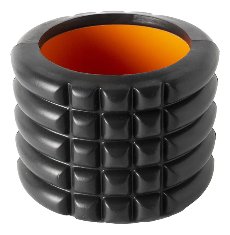 Mini Rolo de Liberação Miofascial Com Ranhuras, Rolo de Massagem, Esfera de Massagem, Rolo de Fisioterapia, Dupla Ranhura- Preto e Laranja