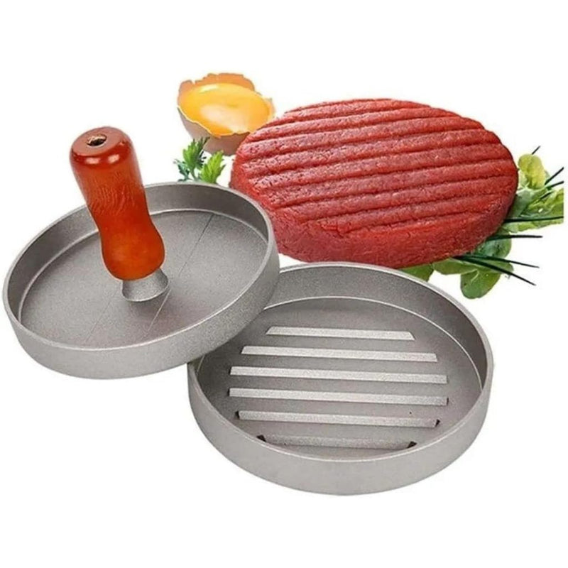 Molde Forma Para Fazer Hambúrguer Caseiro Prensa Artesanal Modelador Gourmet Com Cabo de Madeira Cozinha - Presente Park