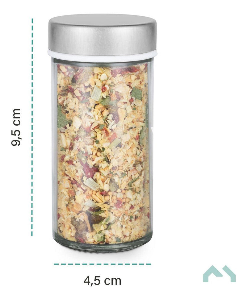 Organizador Suporte Porta Temperos Condimentos Mantimentos Quadrado Giratório Inox Com 16 Potes De Vidro Para Cozinha - Presente Park