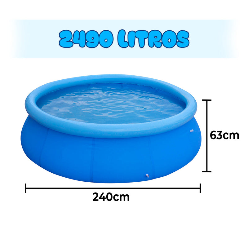 Piscina Inflável De Plástico Redonda Portátil Compacta 2490 Litros Com Borda No Quintal Para Adulto Criança Infantil - Presente Park