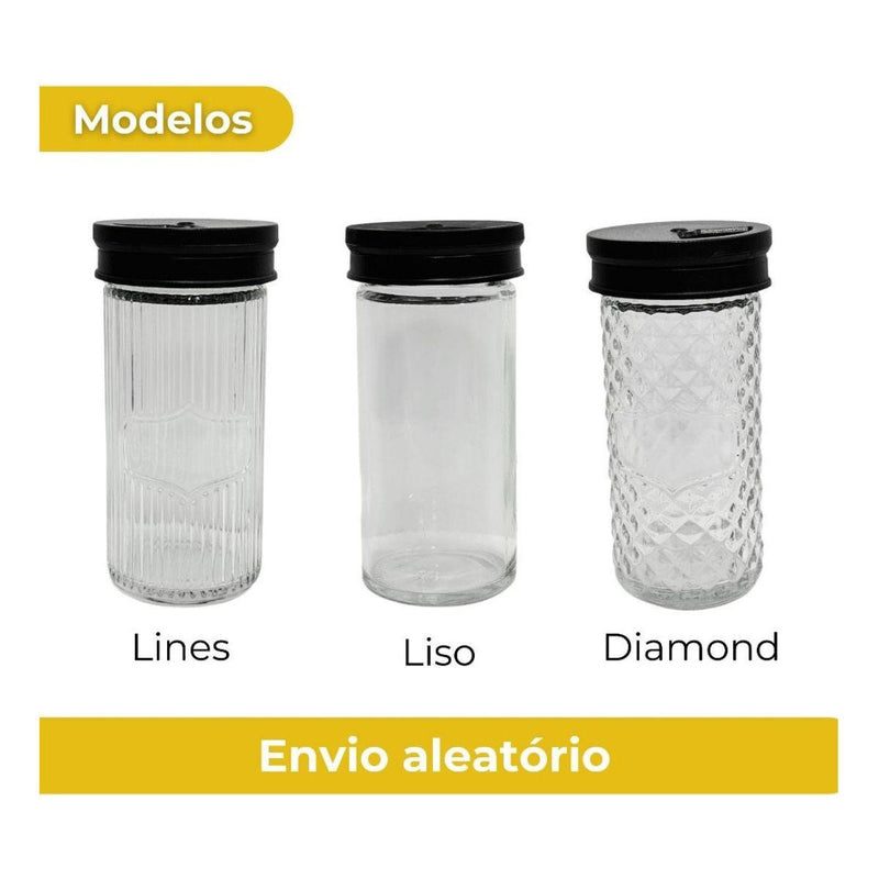 Porta Condimentos Temperos Giratorio Preto Redondo Com 9 Potes De Tempero Vidro Tampa Dosadora - Presente Park