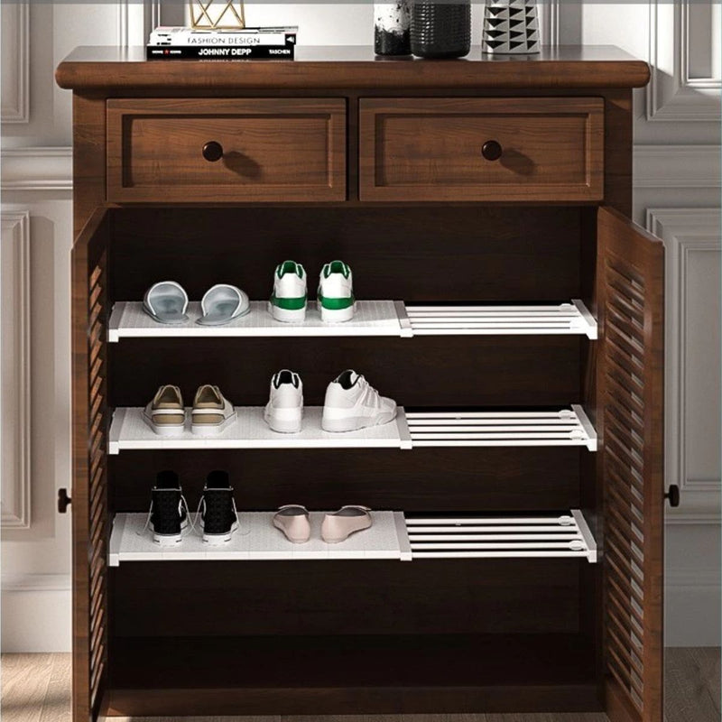 Prateleira Organizadora Divisória Escalonável Inteligente Extensível Ajustável 48 a 80cm Branca Portátil - Organizador Retrátil Ideal para Armário Cozinha Guarda-Roupa - Aço Carbono - 24cm de Largura