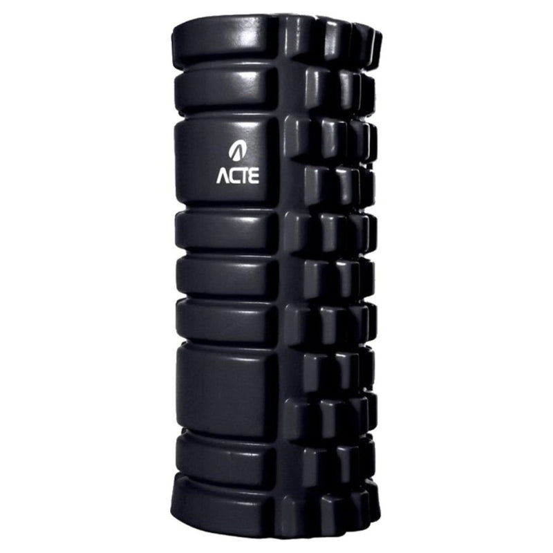 Rolo de Liberação Miofascial Foam Roller Com Ranhuras Preto e Laranja - Rolinho Ideal Para Massagem, Fisioterapia, Yoga, Pilates, Ginástica, Alongamento, Exercícios em Casa, Lombar, Academia
