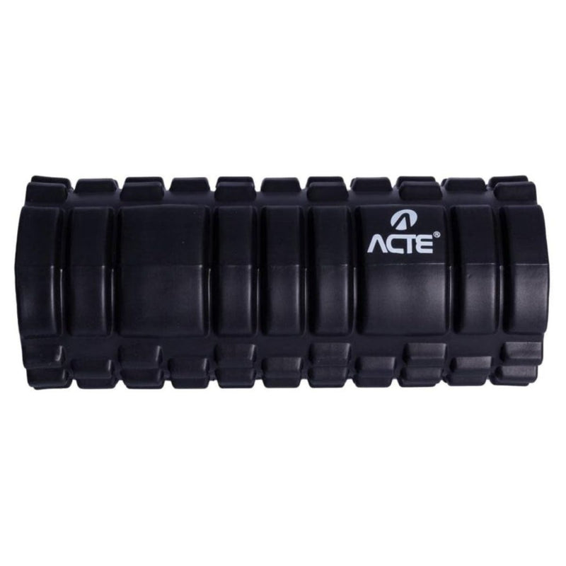 Rolo de Liberação Miofascial Foam Roller Com Ranhuras Preto e Laranja - Rolinho Ideal Para Massagem, Fisioterapia, Yoga, Pilates, Ginástica, Alongamento, Exercícios em Casa, Lombar, Academia
