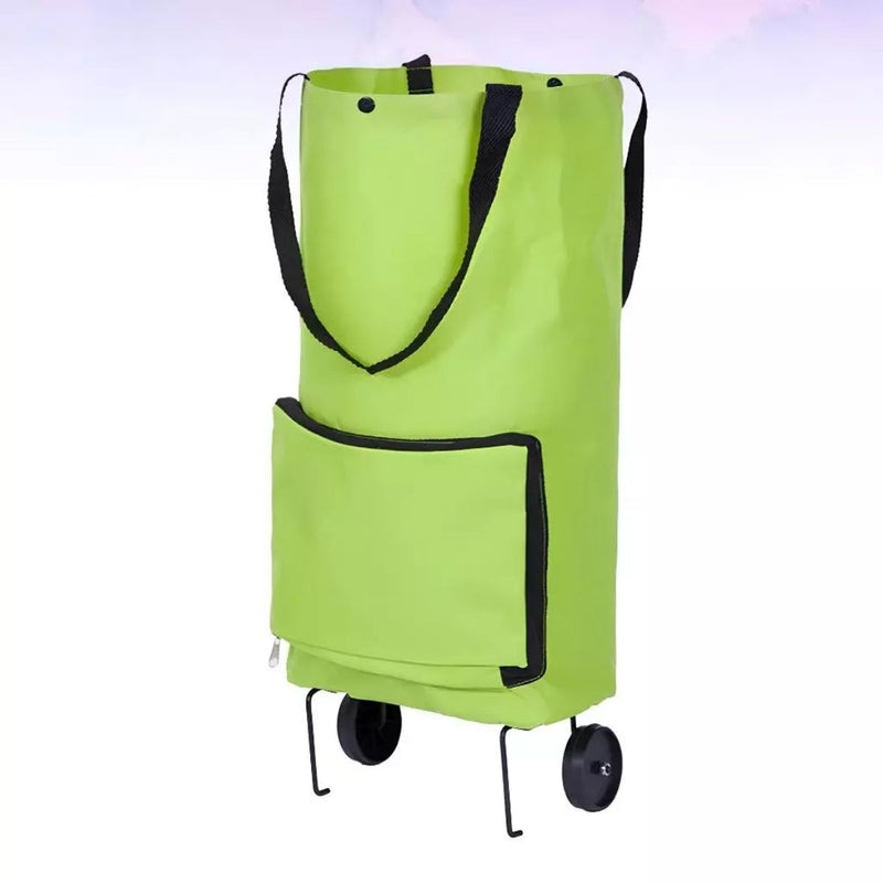 Sacola Carrinho De Compra Dobrável Portátil Com 2 Rodas Suporta Até 10Kg - Ideal Para Feira, Compras, Mercado
