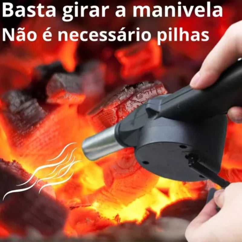 Soprador Acendedor De Churrasqueira E Lareira Manual Carvão Ventilador Para Churrasco Camping Portátil - Presente Park