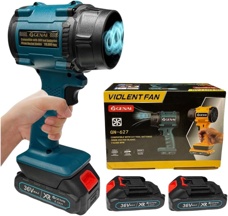 Soprador De Folhas Turbo Portátil Turbina Para Carro Automotivo Muito Forte Com Bateria Aspirador Ar Elétrico 110V 220V Azul Aço - Presente Park