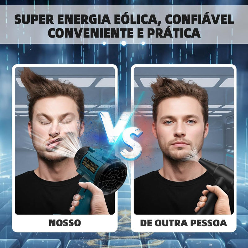 Soprador De Folhas Turbo Portátil Turbina Para Carro Automotivo Muito Forte Com Bateria Aspirador Ar Elétrico 110V 220V Azul Aço - Presente Park