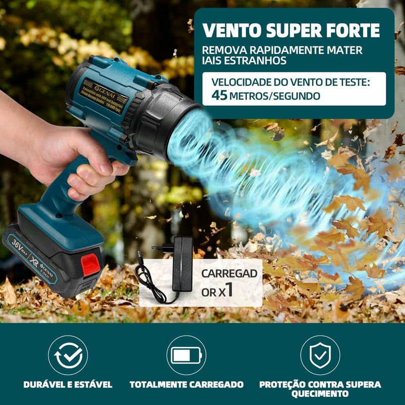 Soprador De Folhas Turbo Portátil Turbina Para Carro Automotivo Muito Forte Com Bateria Aspirador Ar Elétrico 110V 220V Azul Aço - Presente Park