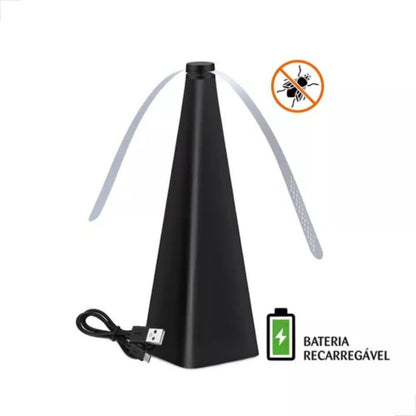 Ventilador Repelente Usb Espanta Afasta Mosca Insetos Anti Moscas Recarregável De Mesa Plástico Preto