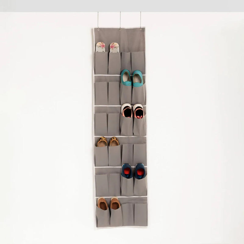Sapateira Suspensa para Porta Organizador de Sapatos Vertical com 24 Bolsos 12 Pares Multiuso
