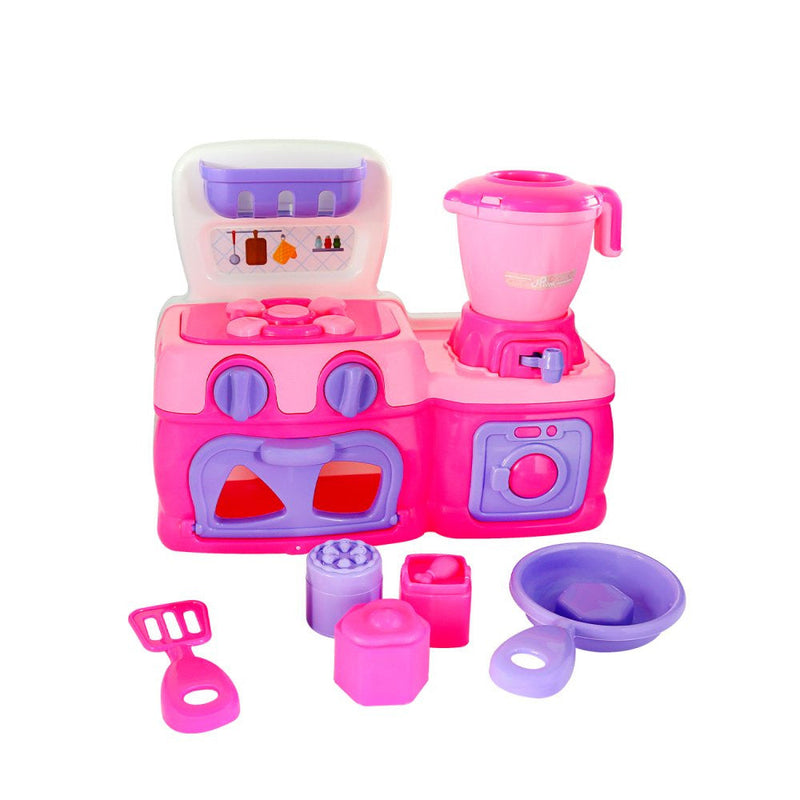 Mini Cozinha Rosa com Fogão, Forno, Liquidificador, Espátula e Outros Acessórios - Presente Park