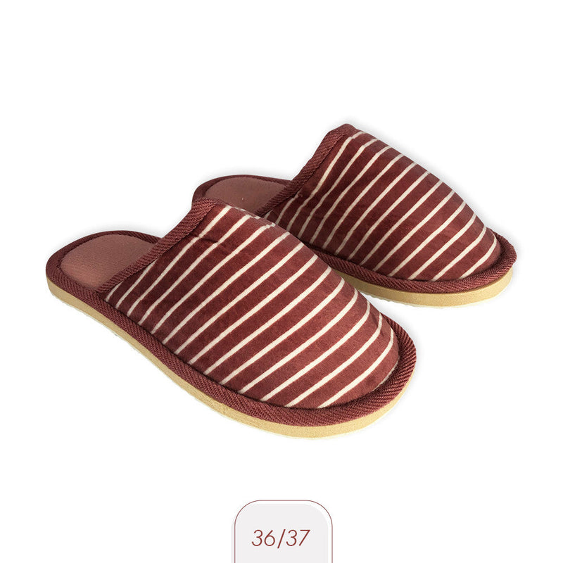 Pantufa Feminina com Listras Rosa - Presente Park