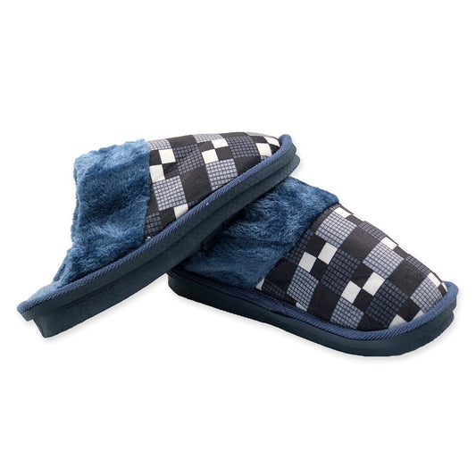 Pantufa Masculina Xadrez Azul