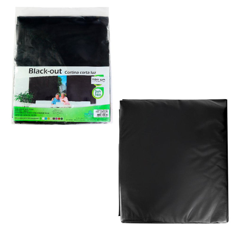 Cortina Blackout Preto - 200x140cm - p/ trilho - Presente Park