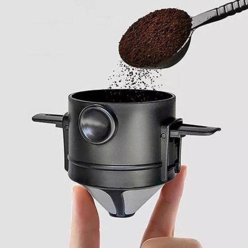 Mini Filtro Coador de Café Portátil Reutilizável Com Suporte Dobrável - Presente Park