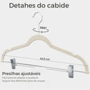 Kit 30 Cabide de Veludo Slim com Presilha de Metal Preto Cinza Bege Antiaderente Reforçado Elegante